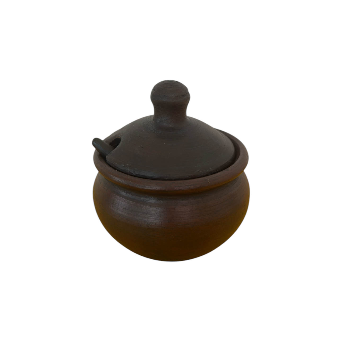 Recipiente Greda Chilena 7.5cm X 5cm C/Cuchara C/Tapa