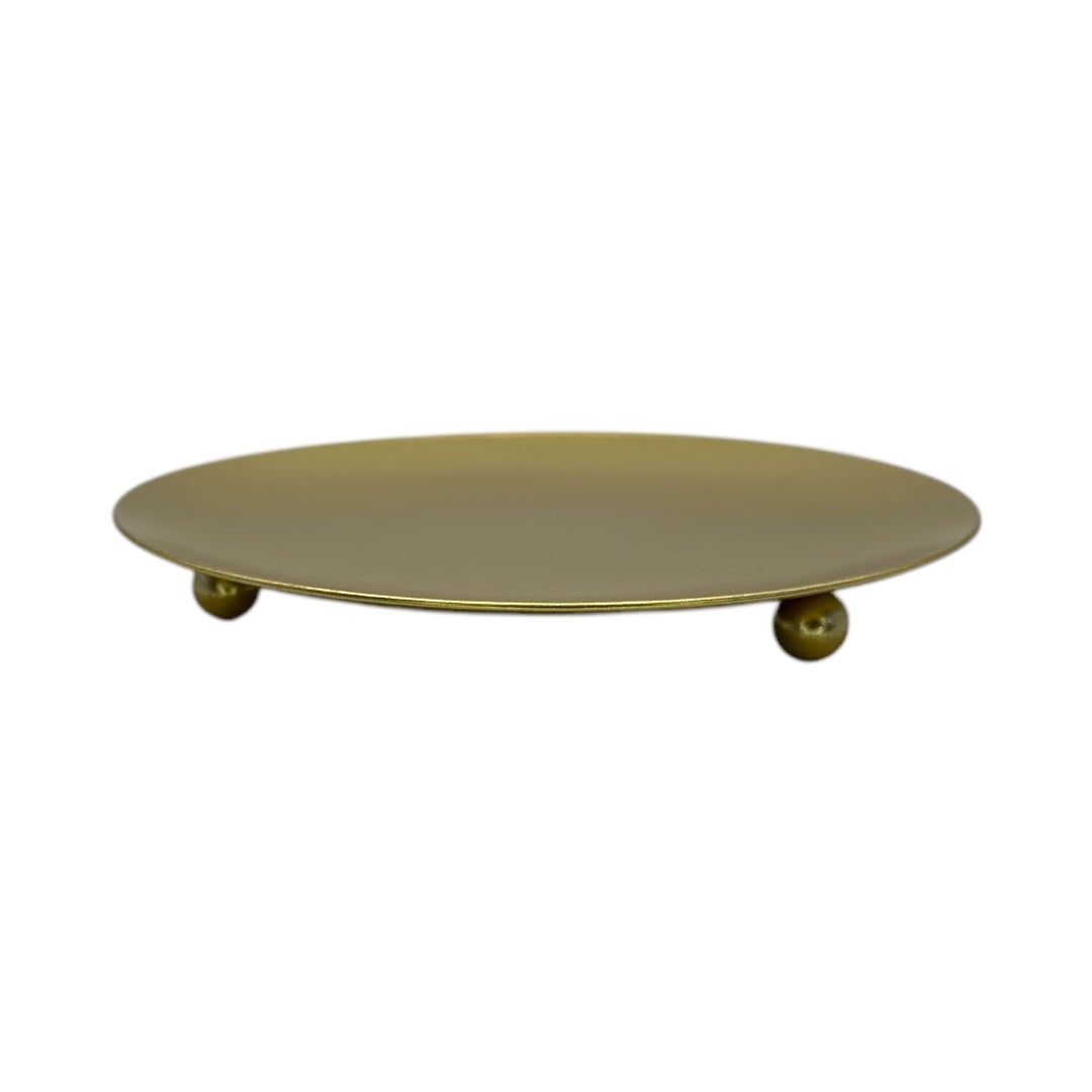 Platito Metal Dorado C/Patitas 10cm
