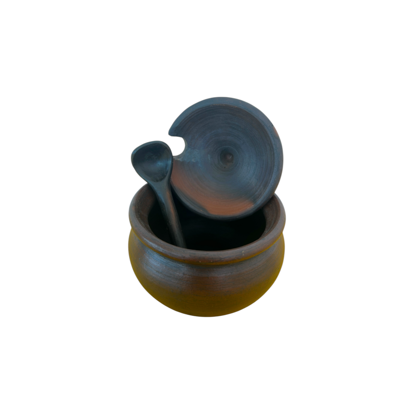 Recipiente Greda Chilena 7.5cm X 5cm C/Cuchara C/Tapa