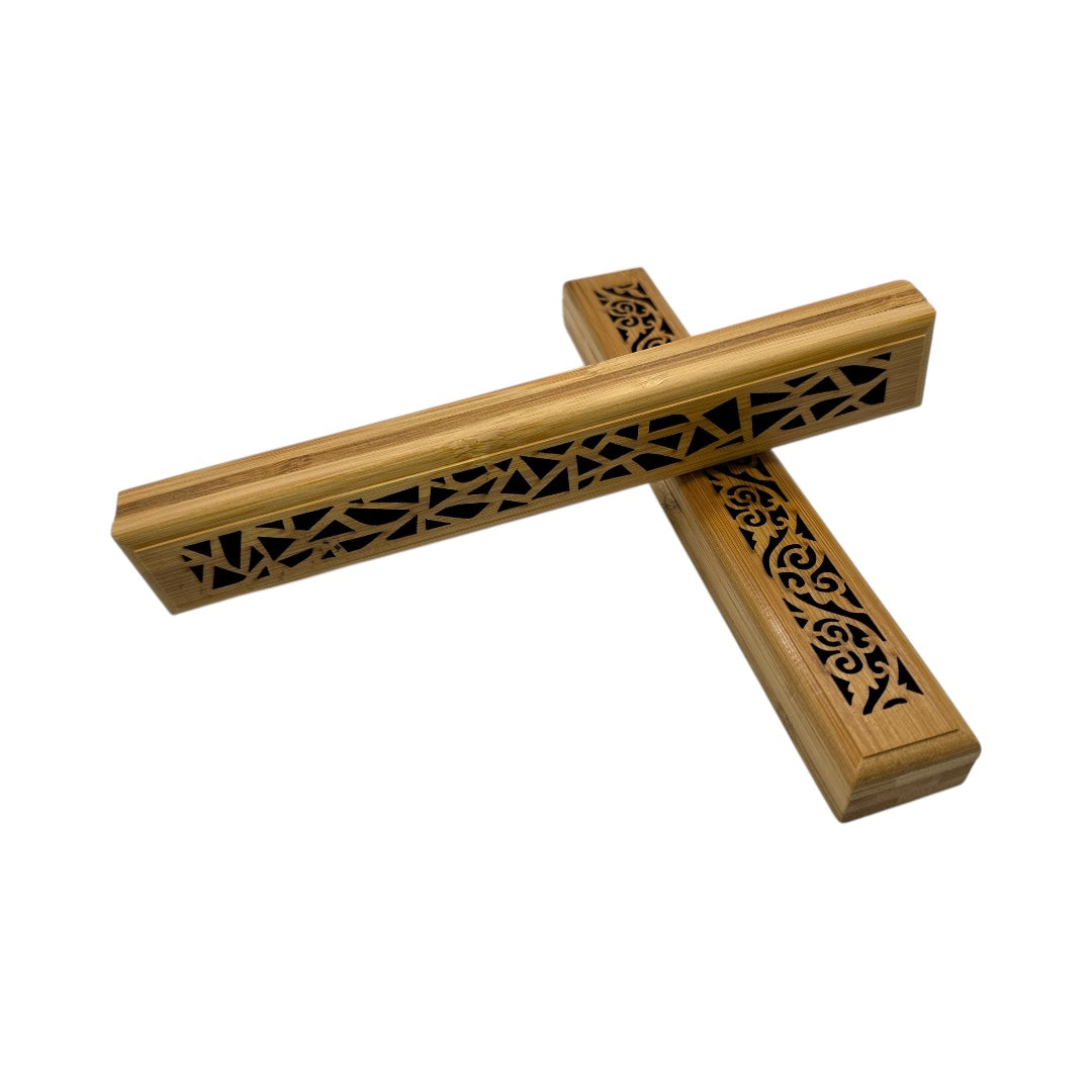 Porta Incienso Madera 23cm Diseño Calado