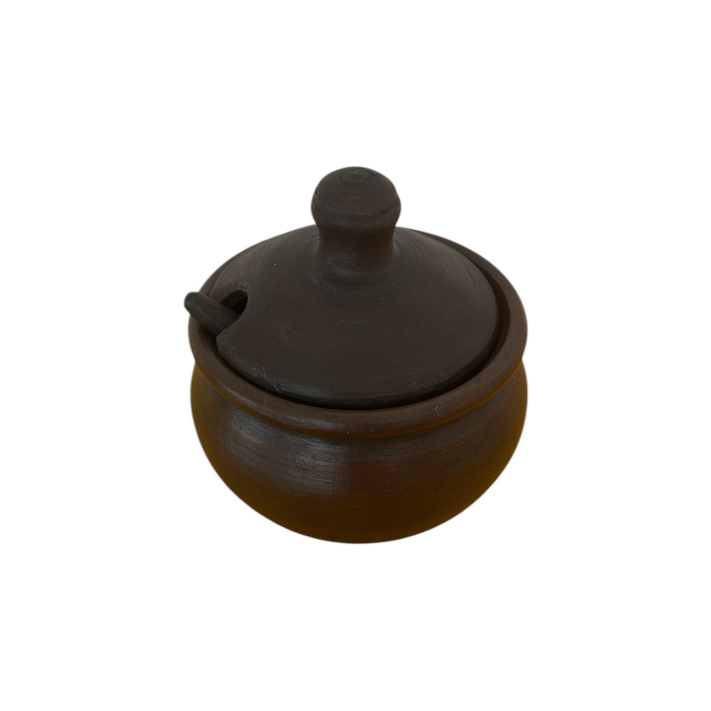 Recipiente Greda Chilena 7.5cm X 5cm C/Cuchara C/Tapa