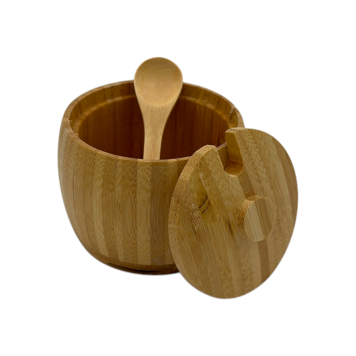 Recipiente Bambú 10cm X 7cm C/Tapa y Cucharita