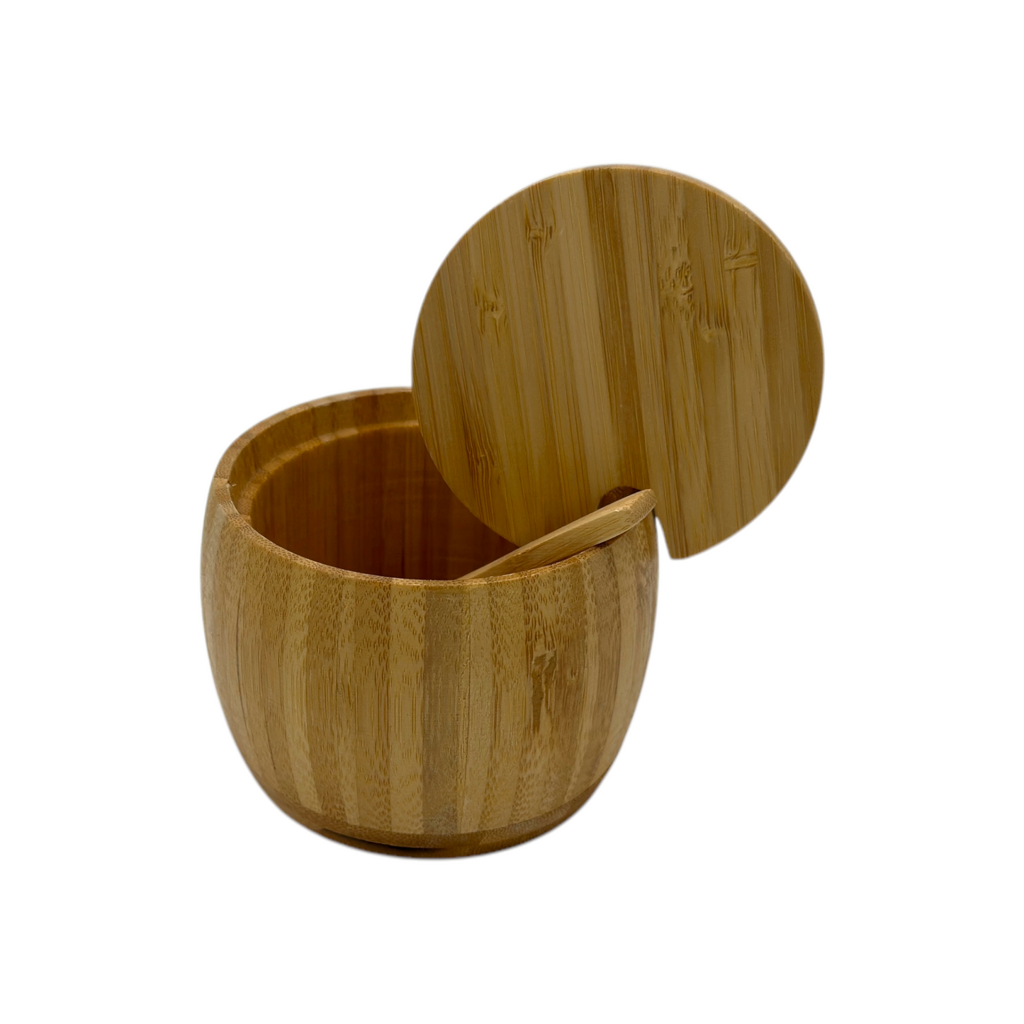 Recipiente Bambú 10cm X 7cm C/Tapa y Cucharita
