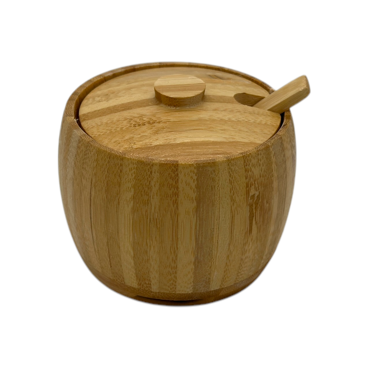 Recipiente Bambú 10cm X 7cm C/Tapa y Cucharita