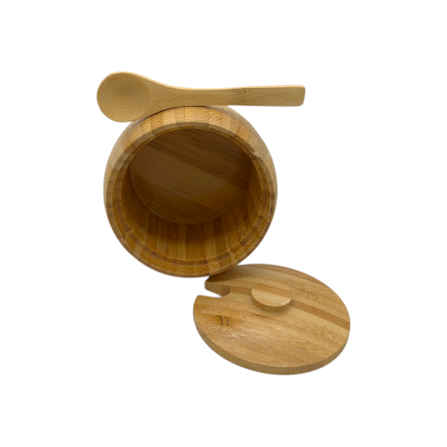 Recipiente Bambú 10cm X 7cm C/Tapa y Cucharita