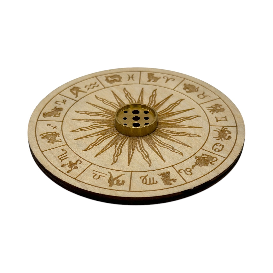 Porta Incienso Circulo Madera Grabado 10cm