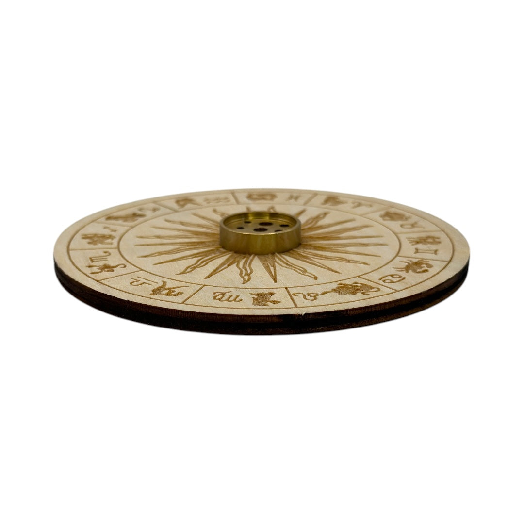 Porta Incienso Circulo Madera Grabado 10cm