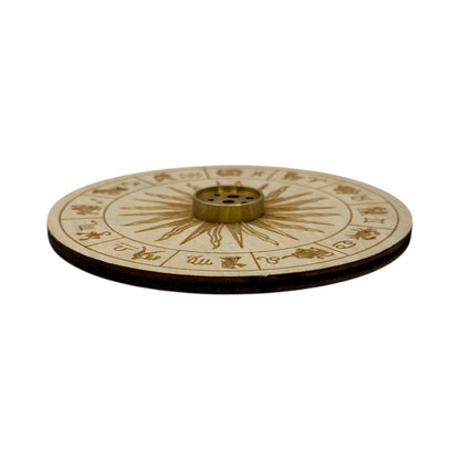 Porta Incienso Circulo Madera Grabado 10cm