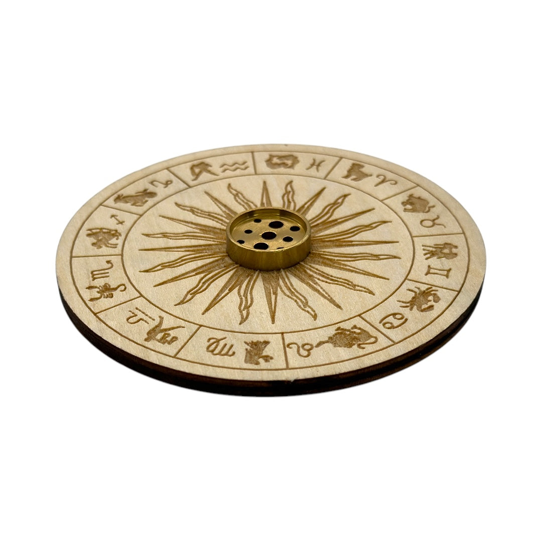 Porta Incienso Circulo Madera Grabado 10cm