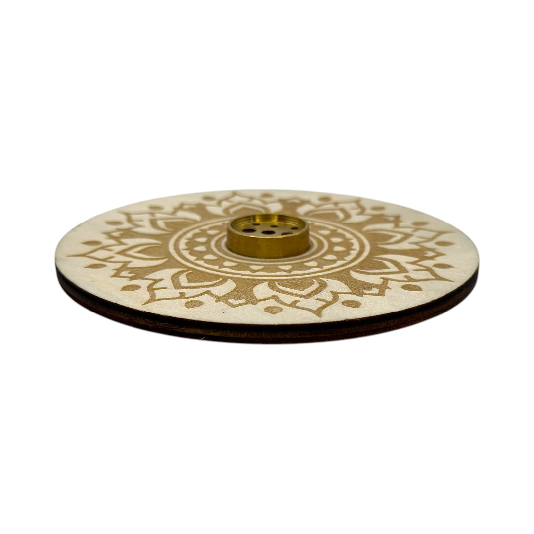 Porta Incienso Circulo Madera Grabado 10cm
