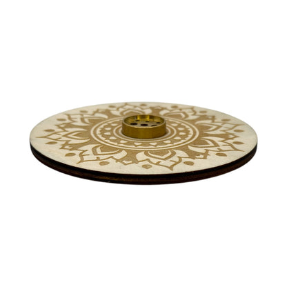 Porta Incienso Circulo Madera Grabado 10cm