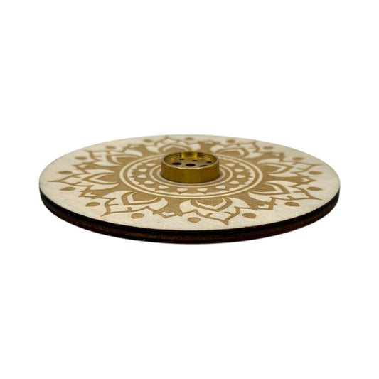Porta Incienso Circulo Madera Grabado 10cm