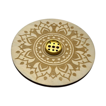 Porta Incienso Circulo Madera Grabado 10cm