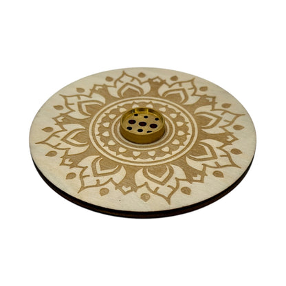 Porta Incienso Circulo Madera Grabado 10cm
