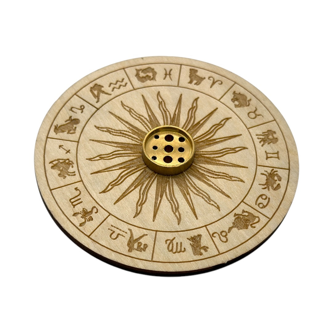 Porta Incienso Circulo Madera Grabado 10cm