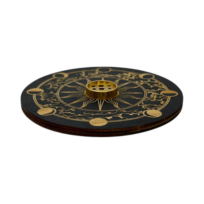 Porta Incienso Circulo Madera Grabado 10cm