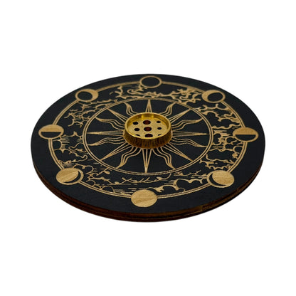 Porta Incienso Circulo Madera Grabado 10cm