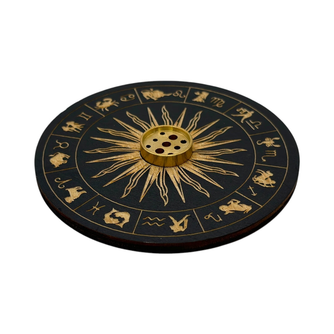 Porta Incienso Circulo Madera Grabado 10cm