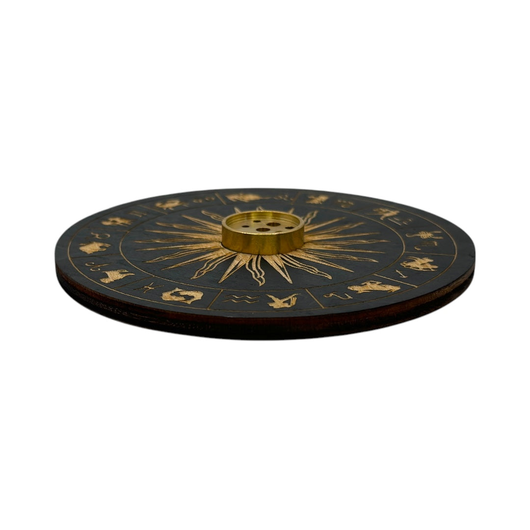 Porta Incienso Circulo Madera Grabado 10cm