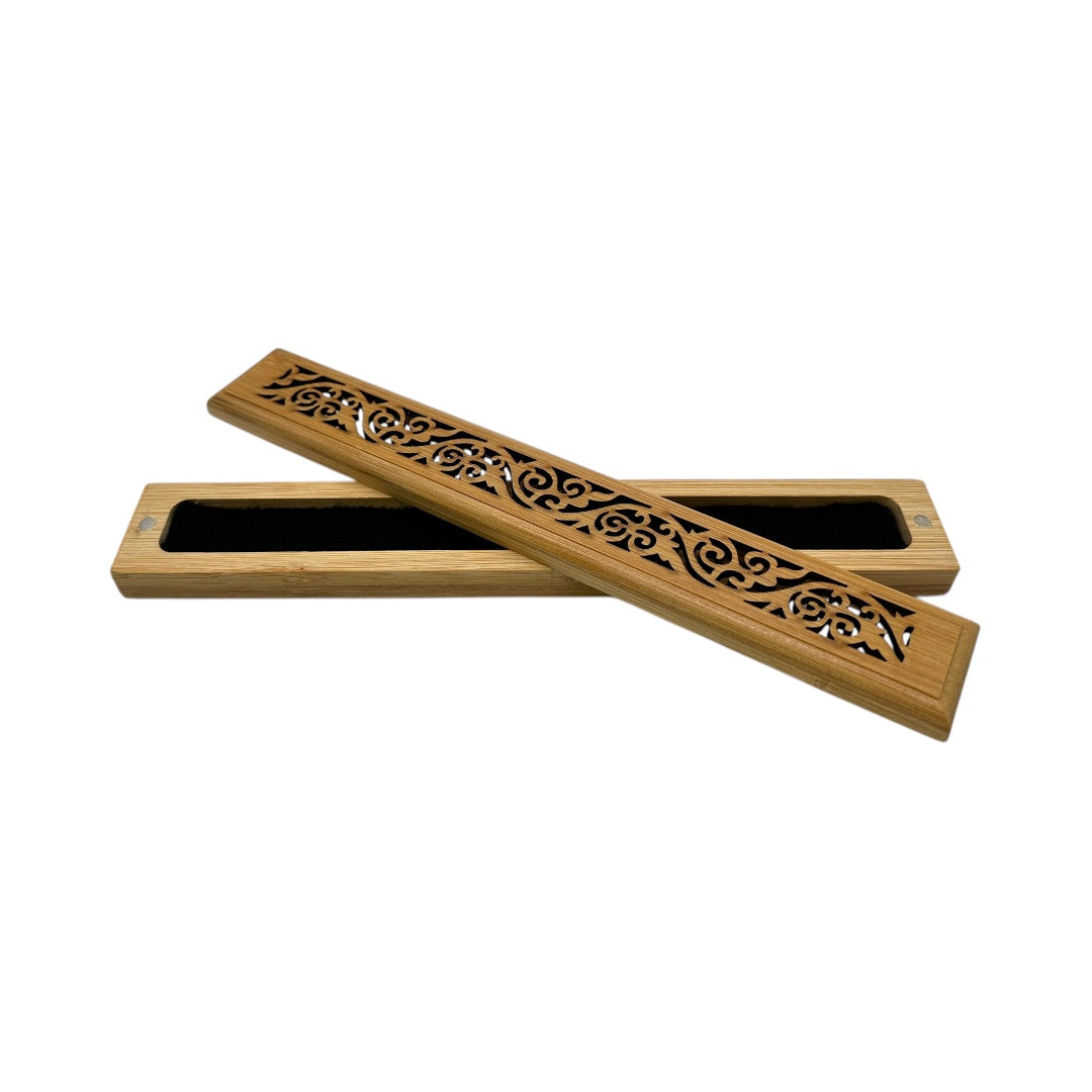 Porta Incienso Madera 23cm Diseño Calado