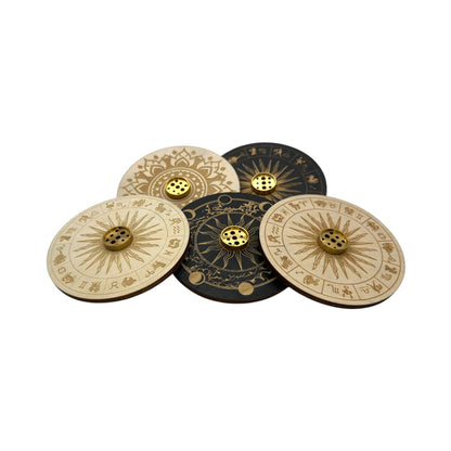 Porta Incienso Circulo Madera Grabado 10cm