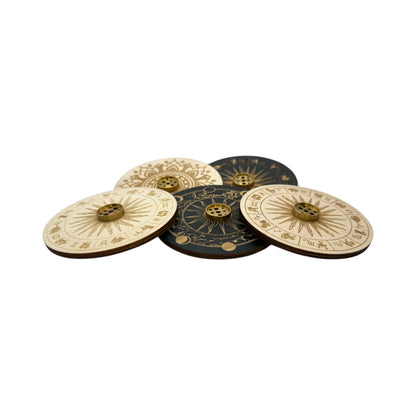 Porta Incienso Circulo Madera Grabado 10cm